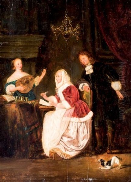 Escribiendo Una Carta Oil Painting by Willem van Mieris