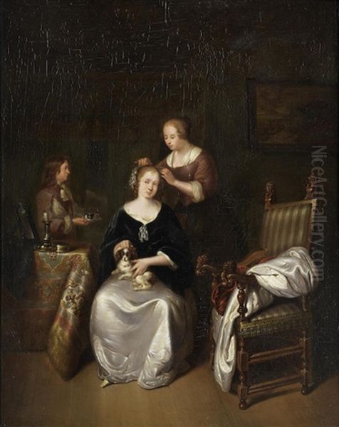 A Lady At Her Toilette Oil Painting by Willem van Mieris