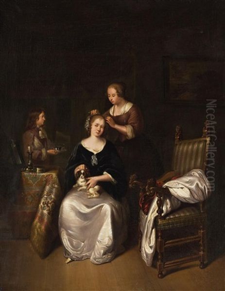 A Lady At Her Toilette Oil Painting by Willem van Mieris