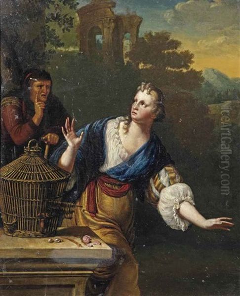 The Open Birdcage: A Parable Of Lost Innocence Oil Painting by Willem van Mieris