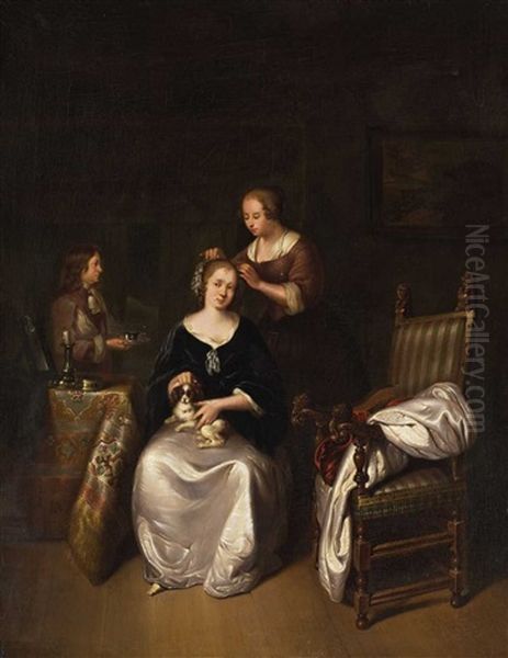 Lady At Her Toilet Oil Painting by Willem van Mieris