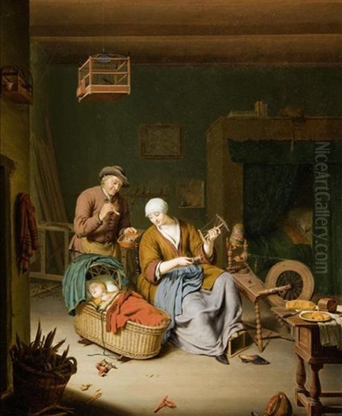 Interieursszene Mit Einer Familie Oil Painting by Willem van Mieris