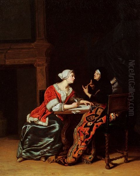 Der Diktierte Brief Oil Painting by Willem van Mieris