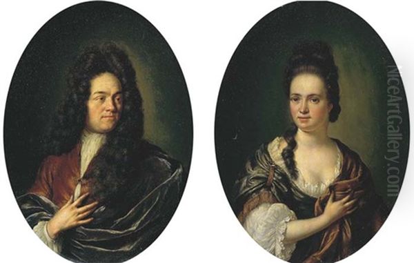 Portrait D'homme (+ Portrait De Femme; Pair) Oil Painting by Willem van Mieris