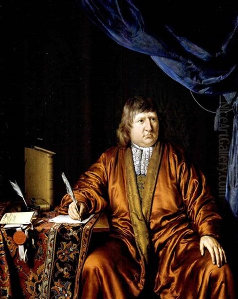 Bildnis Des Jakob Baron Van Wassenaar Van Duivenvoorde Im Hausrock In Seinem Arbeitszimmer Oil Painting by Willem van Mieris