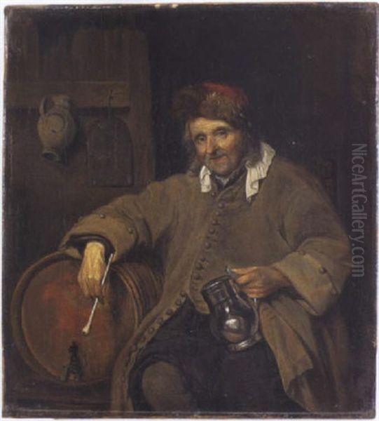 Alter Mann Mit Tonpfeife Und Weinkrug Oil Painting by Willem van Mieris