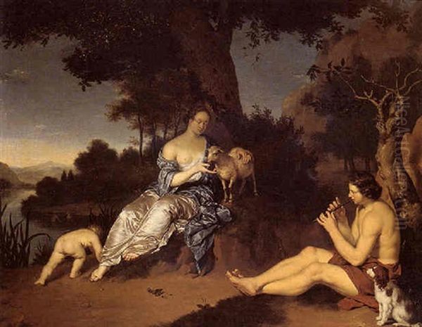 Daphnis And Chloe Oil Painting by Willem van Mieris