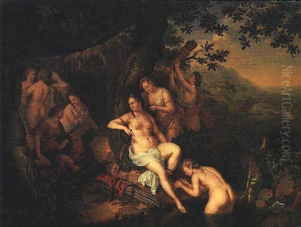 Le Repos De Diane Et De Ses Nymphes Oil Painting by Willem van Mieris