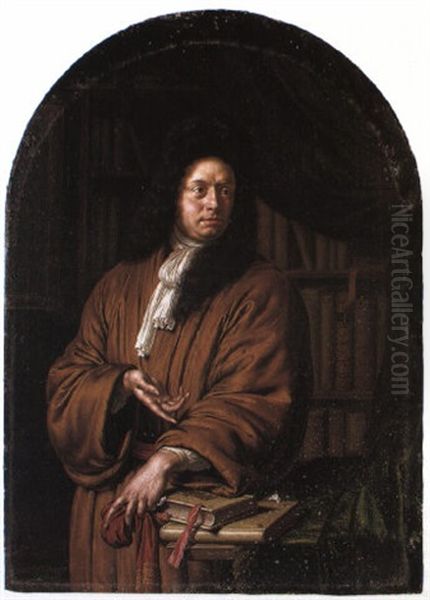 Portrait Of A Gentleman In A Library Oil Painting by Willem van Mieris