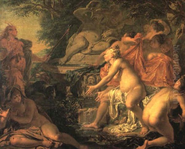 Diana And Her Nymphs Surprised By Actaeon Oil Painting by Willem van Mieris