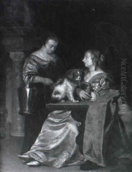 Les Chiens Favoris Oil Painting by Willem van Mieris