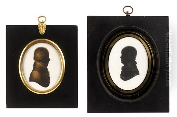 A Bust-length Silhouette Of A Gentleman, Called Mr Fortescue, Profile To The Right ( + A Bust-length Silhouette Of A Boy, Wearing Coat, Stock And Cravat; 2 Works) Oil Painting by John Miers