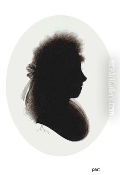 Silhouettes Of Lady Wearing Falling Headgear (+ Another, On Ivory, Smllr; 2 Works) Oil Painting by John Miers