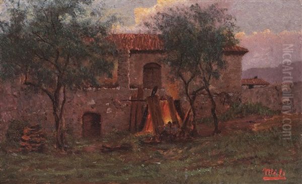 Conac De La Marginea Sibiului Oil Painting by Frigyes Friedrich Miess