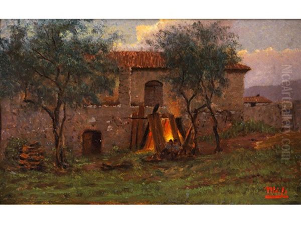 Der Bauernhof Oil Painting by Frigyes Friedrich Miess