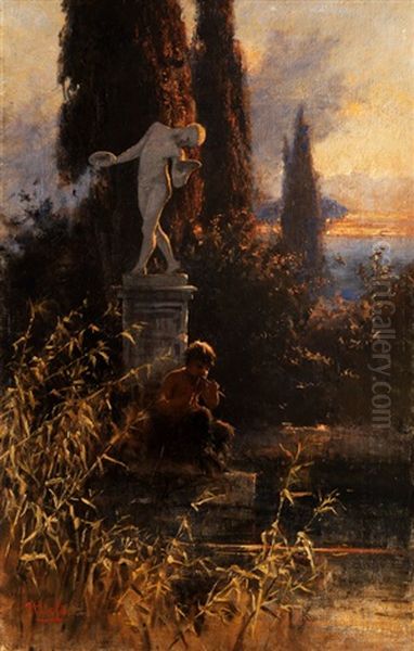 Antike Abendstimmung Oil Painting by Frigyes Friedrich Miess