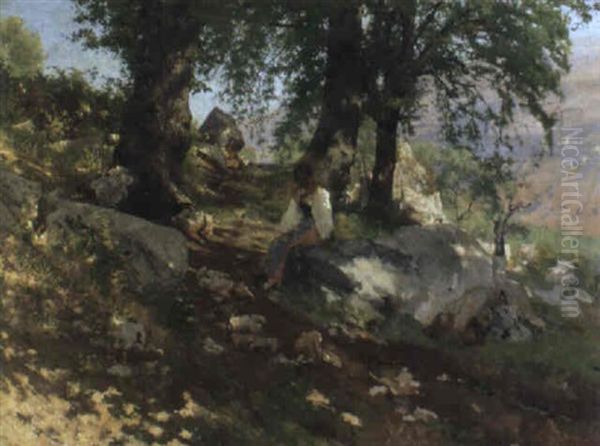 Rast Im Kuhlenden Schatten Oil Painting by Frigyes Friedrich Miess