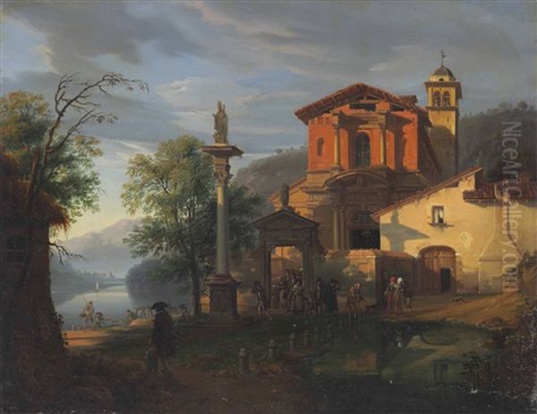 Luscita Dalla Messa Oil Painting by Giovanni Migliara