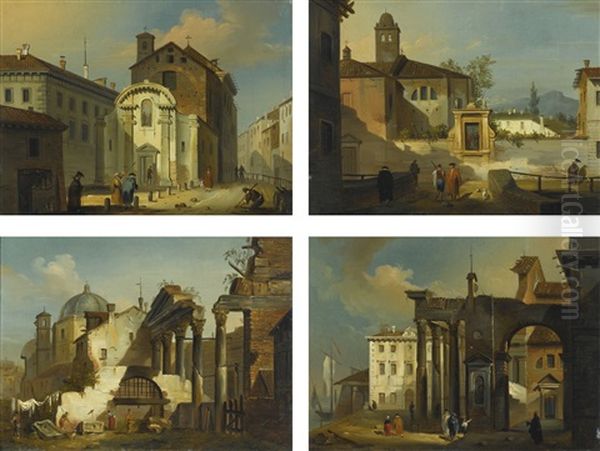 Four Architectural Capricci by Giovanni Migliara