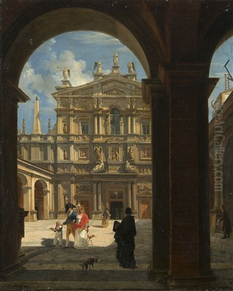 Atrio E Facciata Della Chiesa Di Santa Maria Presso San Celso A Milano Oil Painting by Giovanni Migliara