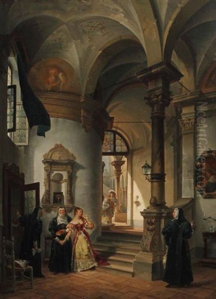 Gang Ins Kloster Oil Painting by Giovanni Migliara