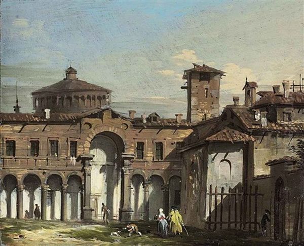 A View Of Milan, With The Drum And The Cupola Of Santa Maria Delle Grazie Oil Painting by Giovanni Migliara