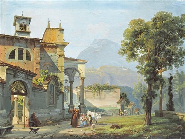 La Benedizione In Riva Al Lago Oil Painting by Giovanni Migliara