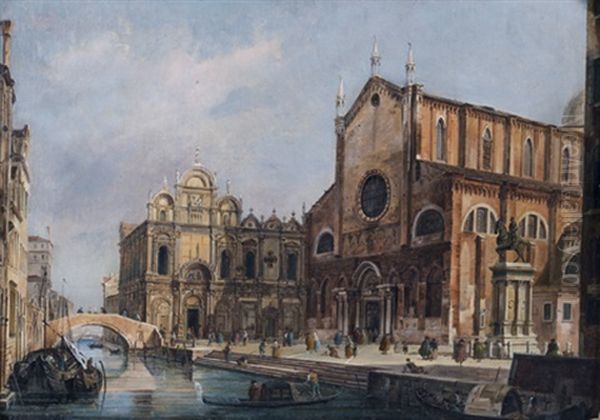 Vue Du Campo San Giovanni E Paolo Avec La Facade De La Scuola Di San Marco by Giovanni Migliara