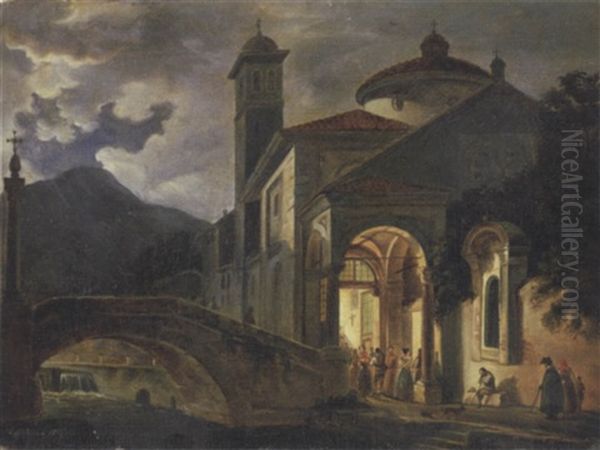 L'ingresso Alla Chiesa Oil Painting by Giovanni Migliara