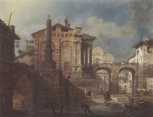 Venezianisches Capriccio Mit Der Scoula Di San Marco Und Anderen Gebauden Oil Painting by Giovanni Migliara