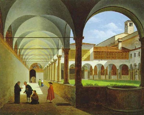 San Ambrosio In Mailand (?) Oil Painting by Giovanni Migliara