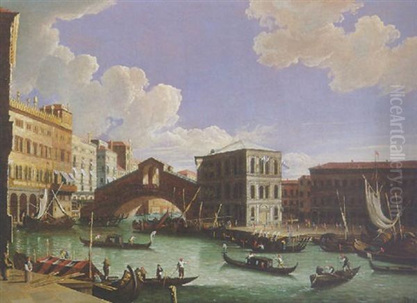 Le Pont Du Rialto Oil Painting by Giovanni Migliara