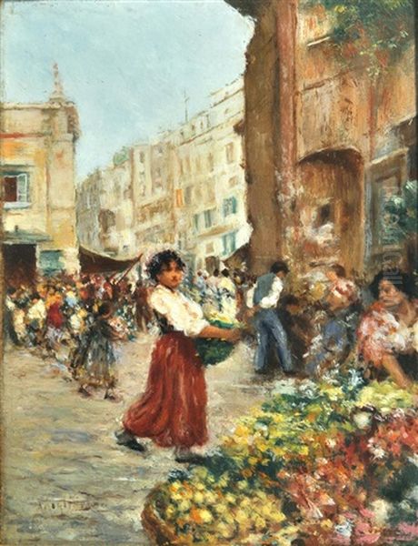 Mercato Partenopeo Oil Painting by Vincenzo Migliaro