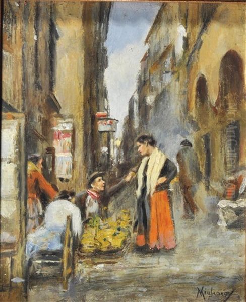 Via San Gaetano Oil Painting by Vincenzo Migliaro