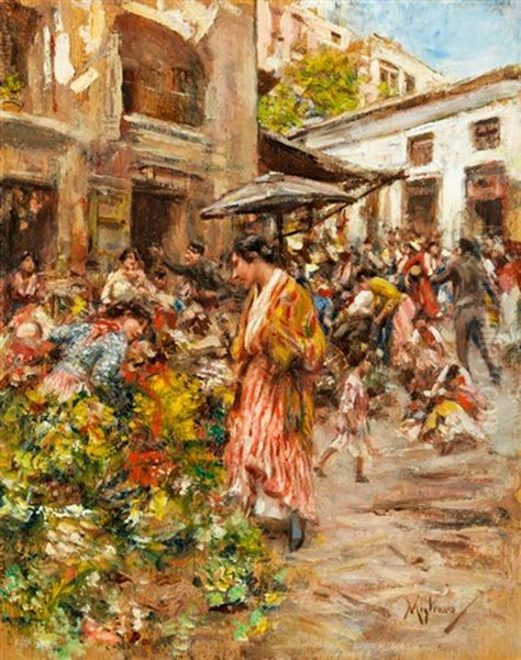 Der Kleine Markt Oil Painting by Vincenzo Migliaro