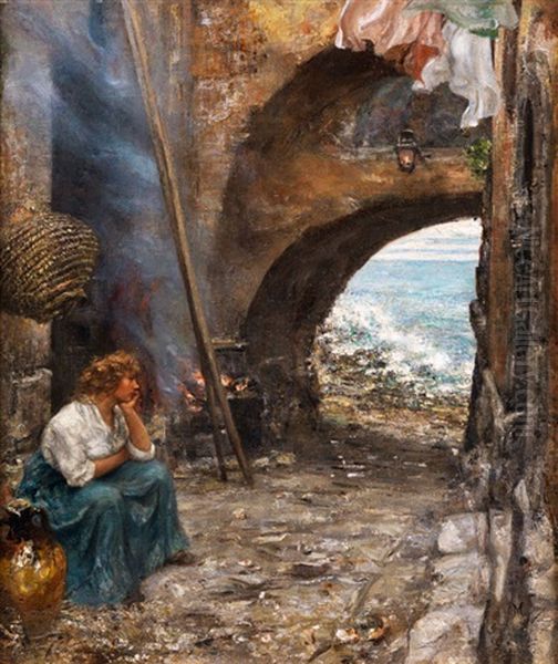 L'attesa Oil Painting by Vincenzo Migliaro