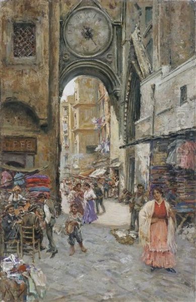 Arco Di Sant Eligio A Napoli Oil Painting by Vincenzo Migliaro