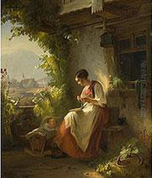 Sonntag Nachmittag Oil Painting by Hermann Bethke