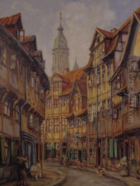 Bethmann,bunte Altstadt Mit Fachwerk Oil Painting by Hans Bethmann