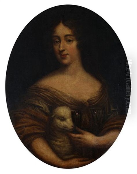 Portret Kobiety Z Barankiem (krolowa Maria Kazimiera Sobieska?) Oil Painting by Pierre Mignard the Elder