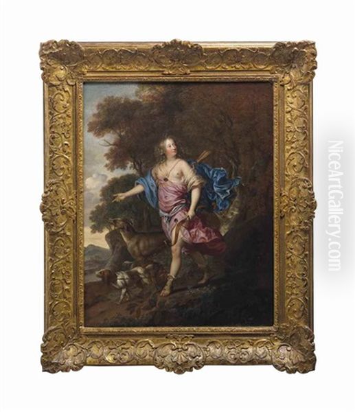 Diana, The Goddess Of The Hunt, In A Wooded Landscape Oil Painting by Pierre Mignard the Elder