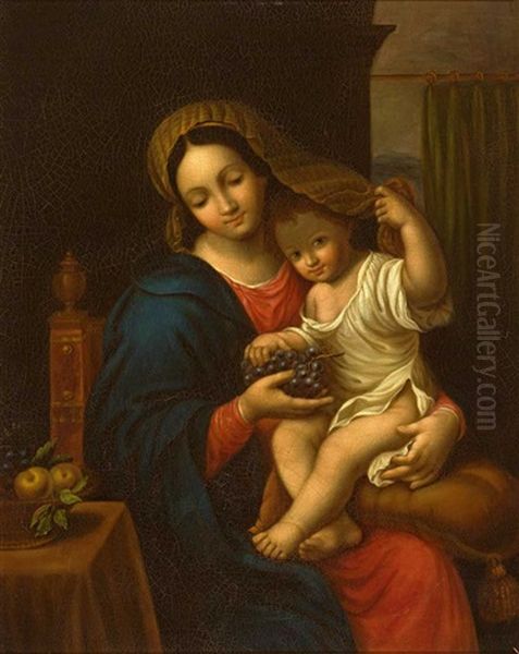 Madonna Mit Kind Und Trauben Oil Painting by Pierre Mignard the Elder