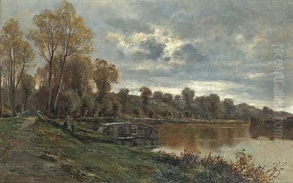 Le Bas De Nanteuil (bords De La Marne) Oil Painting by Charles Henri Bethmont