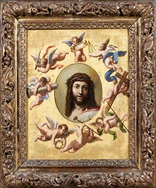 Le Christ Couronne D'epines Entoure D'anges Portant Les Instruments De La Passion Oil Painting by Pierre Mignard the Elder