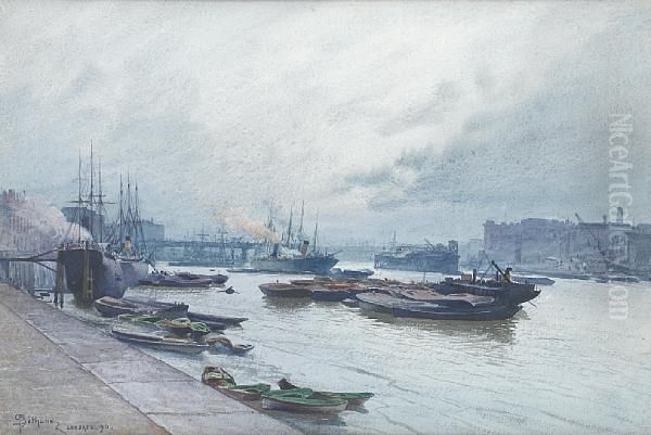 Quai De Londres Oil Painting by Gaston Bethune