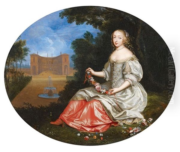 Dame In Parklandschaft Oil Painting by Pierre Mignard the Elder