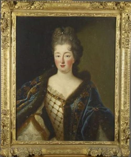 Portrait De Femme Au Manteau Bleu Oil Painting by Pierre Mignard the Elder