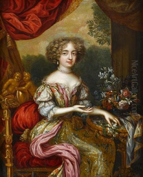 Portrait Of A Lady (the Duchess Of Burgundy?) Oil Painting by Pierre Mignard the Elder