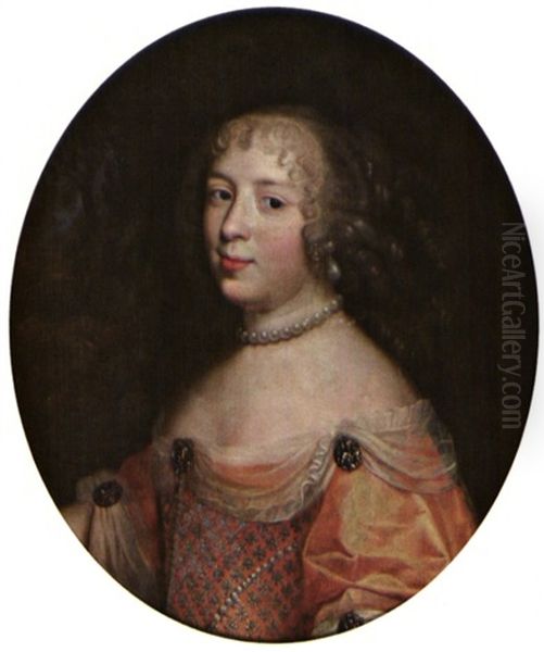 Portrait De Femme En Buste, En Robe Orange Oil Painting by Pierre Mignard the Elder