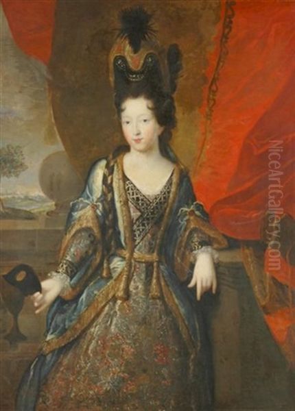 Portrait Of A Lady (duchess Of Burgundy?) Costumed For A Masked Ball Oil Painting by Pierre Mignard the Elder